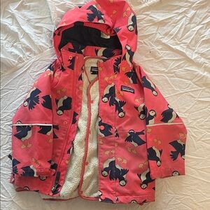 Patagonia Kids Puffin Print Raincoat - Coral